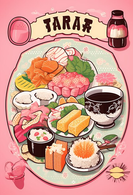 Foto cartel de comida japonesa para nuevos sabores del folleto del sitio web de cocina japonesa