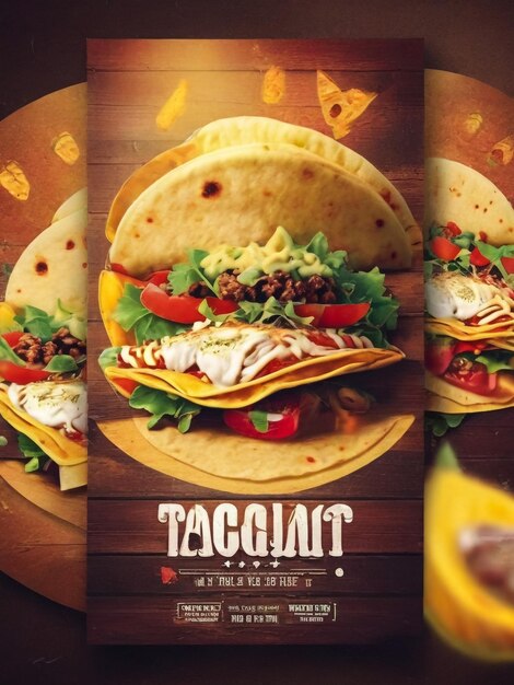 Foto cartel de comida mexicana con diseño de ilustración vectorial de tacos