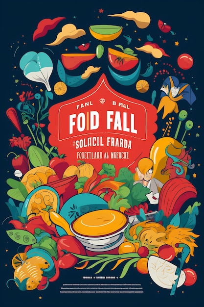 un cartel de comida que dice que la comida cae sobre él