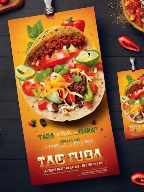 Foto cartel de comida de tacosflyer ilustración de un cartel de diseño vintage y grunge con textura