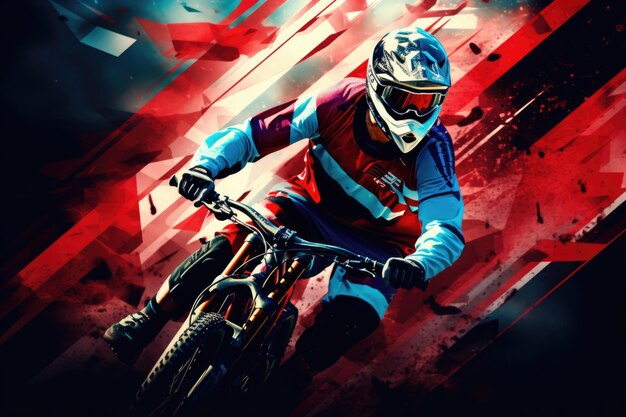 Cartel de concepto de deportes de corredor de BMX.