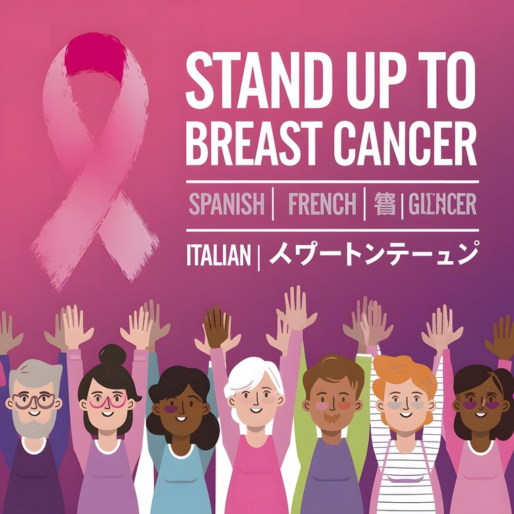 un cartel para la concienciación nacional sobre el cáncer de mama