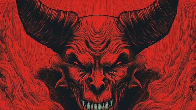 Foto un cartel para los cuernos del diablo.