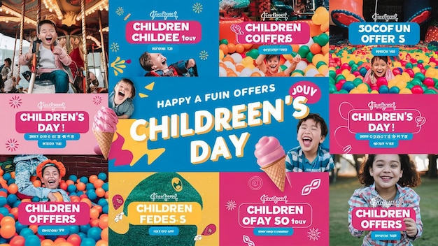 un cartel para el cumpleaños de los niños con un feliz cumpleaños