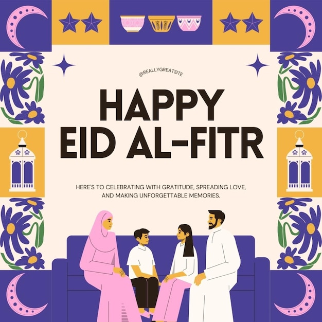 El cartel de decoración de Eid al Fitr