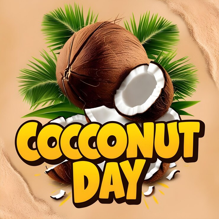 Foto un cartel para el día del coco con cocos en él