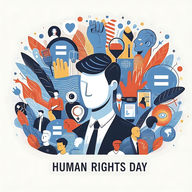 Foto un cartel del día de los derechos humanos día día en un círculo