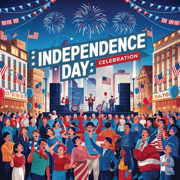Foto un cartel para el día de la independencia muestra a una multitud de personas celebrando el día de la independencia