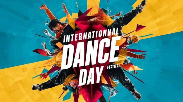 Foto cartel para el día internacional de la danza con una cinta a su alrededor