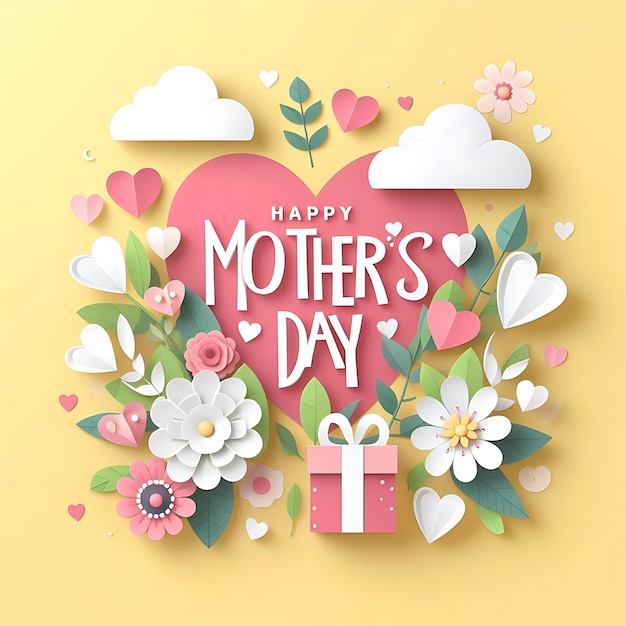 un cartel para el día de la madre con flores y corazones en él