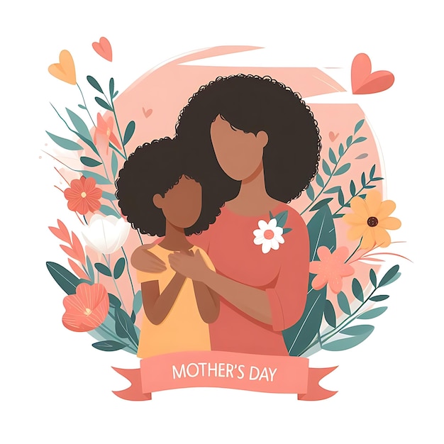 Foto un cartel para el día de la madre con una foto de una madre y su