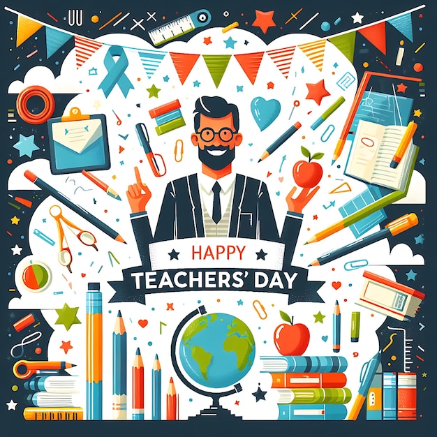 un cartel del día del maestro con una imagen del día del profesor en él