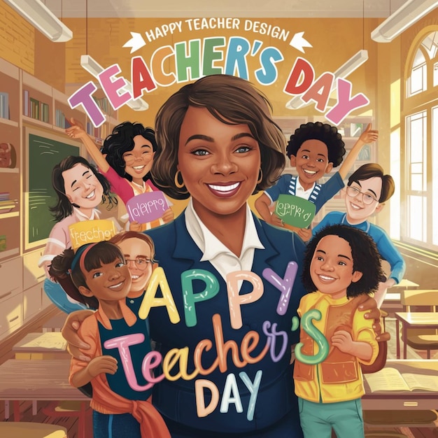 un cartel para el día de los maestros con un día feliz día día día día