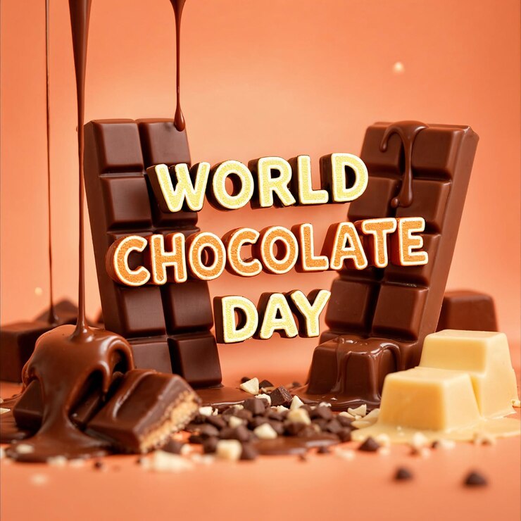 Foto un cartel para el día mundial del chocolate con chocolates y chocolates