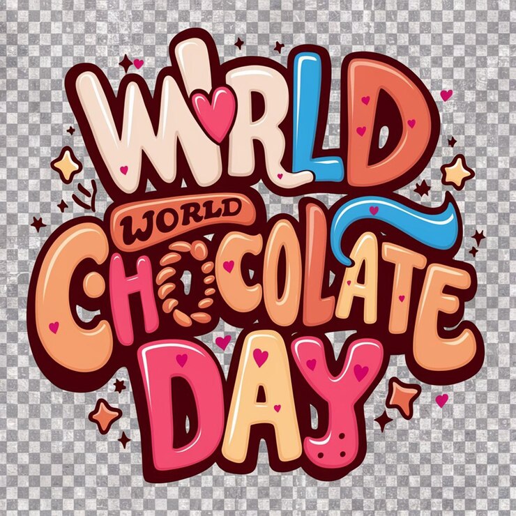 Foto un cartel del día mundial del chocolate con un fondo rosa