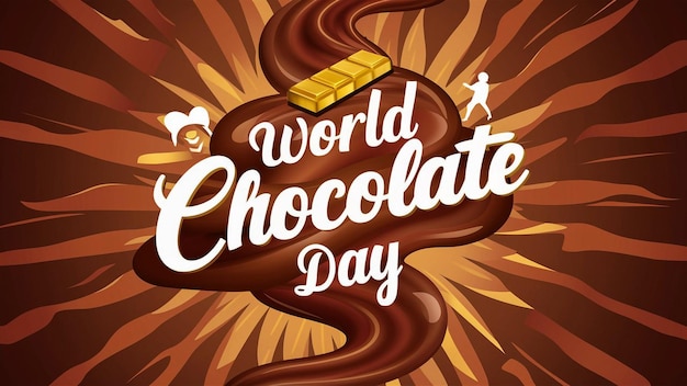 cartel para el día mundial del chocolate con un remolino de chocolate