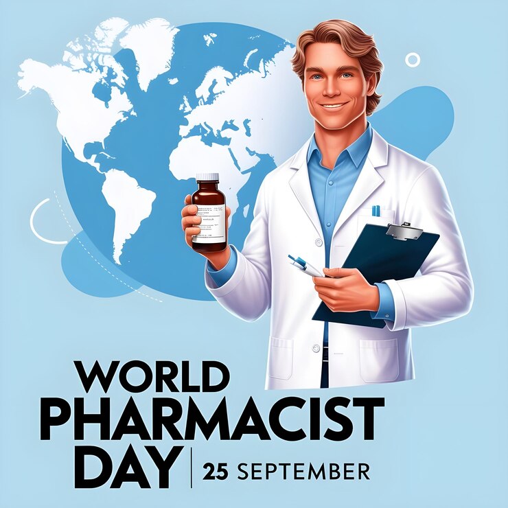 cartel para el día mundial de la diabetes con un hombre sosteniendo botellas de pastillas