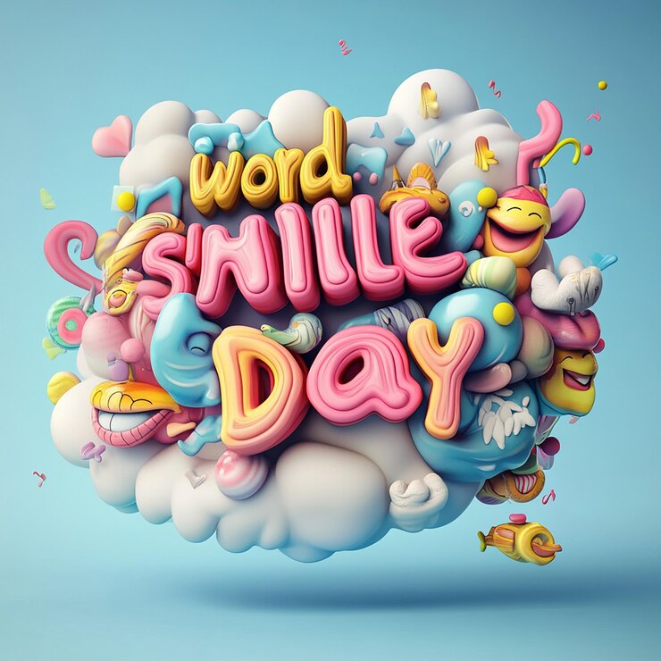 Foto un cartel para el día mundial de la palabra con nubes y peces