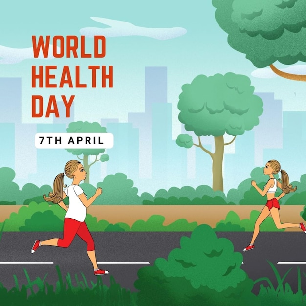 Un cartel para el Día Mundial de la Salud con un cartel para la Jornada Mundial de la Saúde