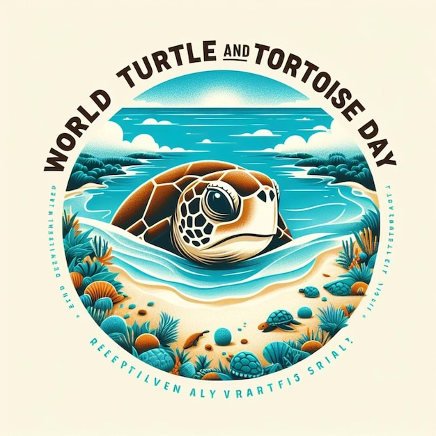 Foto un cartel para un día mundial de la tortuga día y día