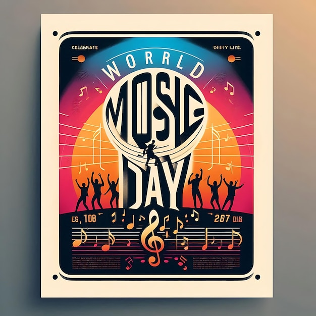 Foto un cartel para el día de la música con un fondo de un día mundial