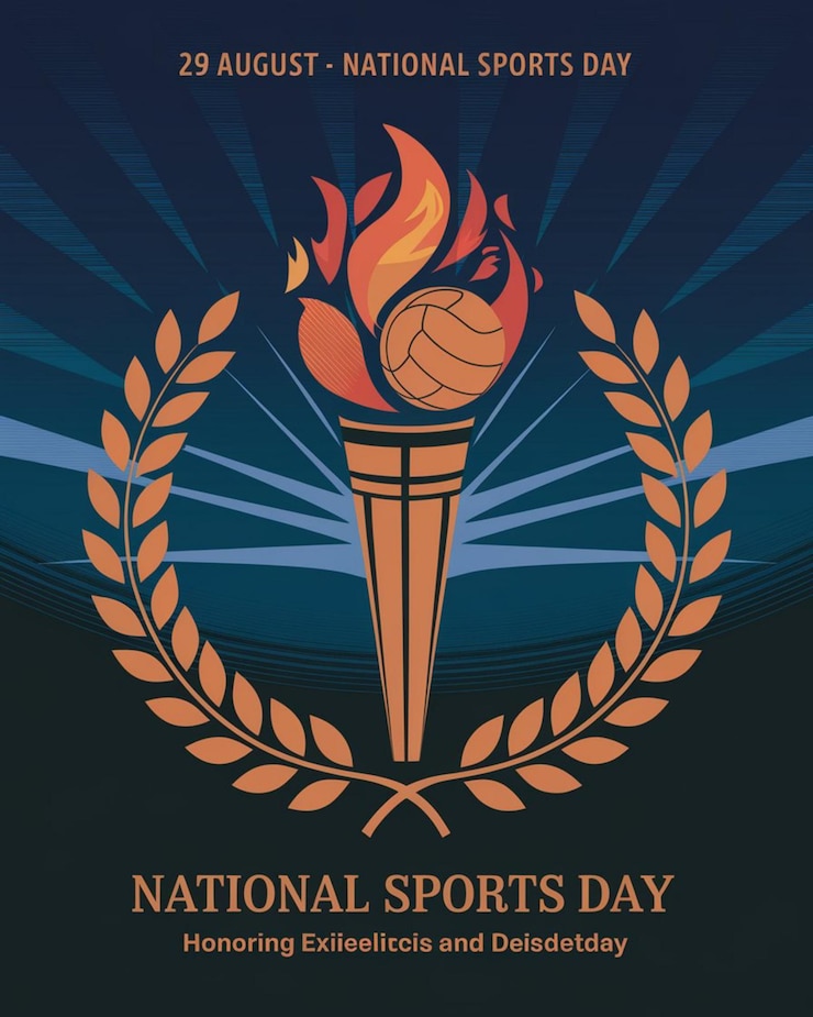 Foto un cartel para el día nacional del deporte con una corona de laurel en él