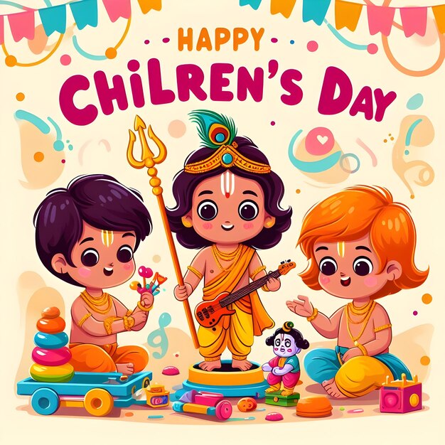 Foto un cartel para el día de los niños feliz día con un feliz cumpleaños