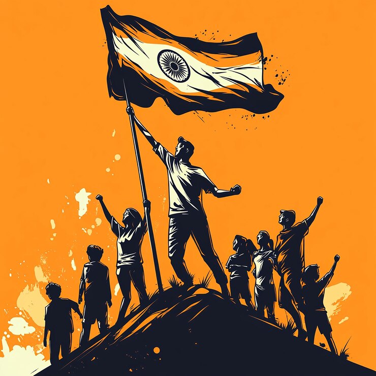 Foto un cartel del día de la república de la india grupo de personas que sostienen la bandera ai generado