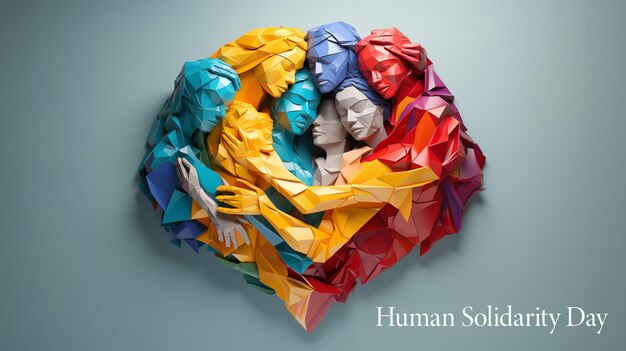 Foto el cartel del día de la solidaridad humana en estilo origami