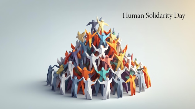 Foto el cartel del día de la solidaridad humana en estilo origami