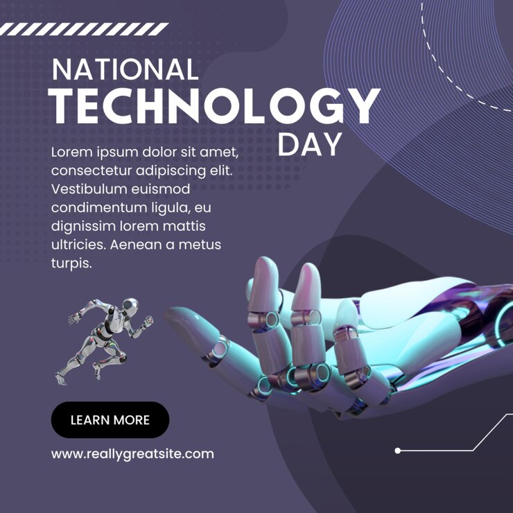 Foto un cartel para un día de la tecnología que dice día nacional día en el medio