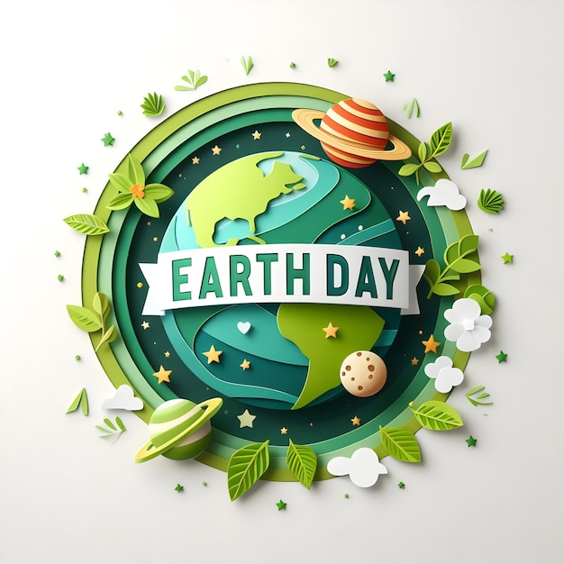 Cartel del Día de la Tierra un círculo con la palabra tierra en él