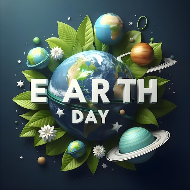 Foto un cartel para el día de la tierra con un planeta en el medio