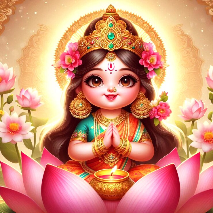 un cartel del dios Lakshmi puja