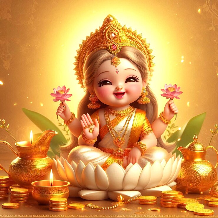 un cartel del dios Lakshmi puja