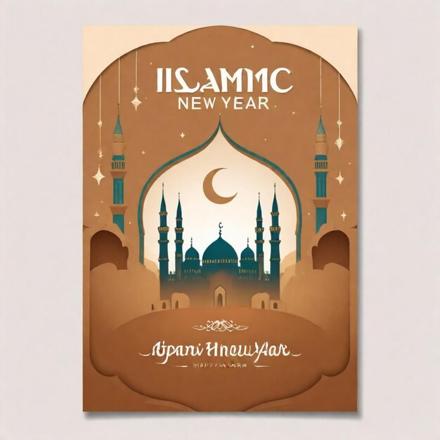 Foto cartel y diseño gráfico del año nuevo islámico