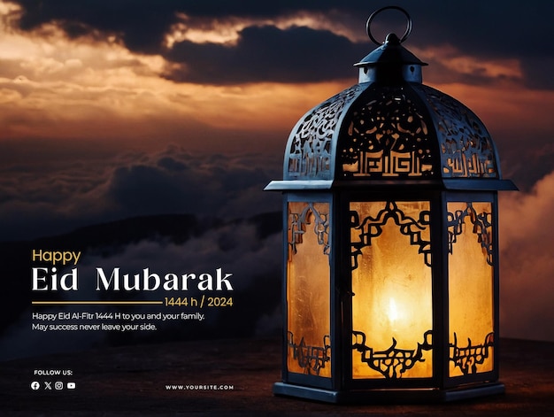El cartel de Eid Mubarak la celebración de Eid Muharram v