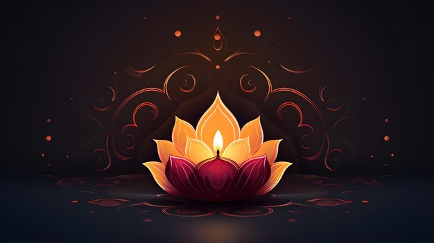 cartel elegante de feliz Diwali con el Diwali diya