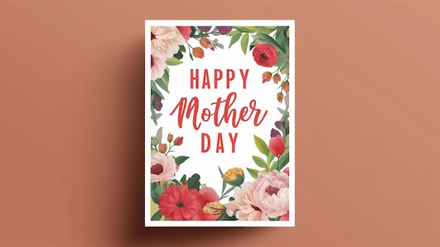 un cartel enmarcado para el feliz día de las madres con flores en la parte inferior