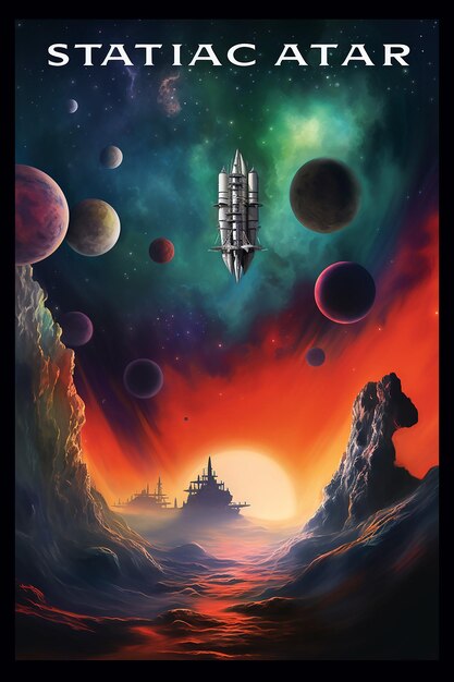 Foto el cartel del evento muestra un acorazado en el espacio exterior al estilo de los sueños hipercoloridos.