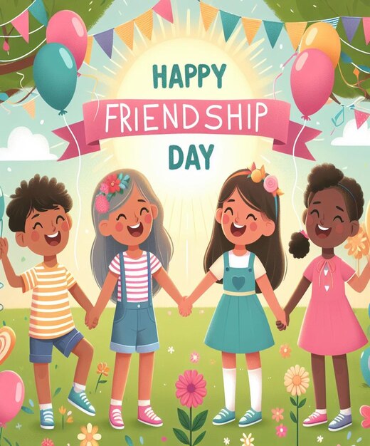 Foto un cartel para un feliz día de la amistad con un feliz día de la amistad