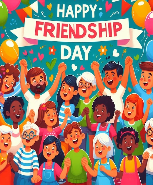 un cartel de un feliz día de amistad con una pancarta que dice feliz día de la amistad