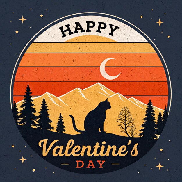 un cartel para un feliz día de San Valentín con un gato en él