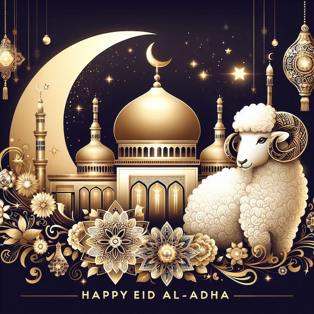 Un cartel de Feliz Eid Al Adha