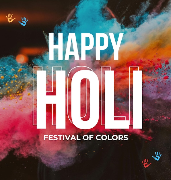 un cartel para el feliz festival con colorido Holi