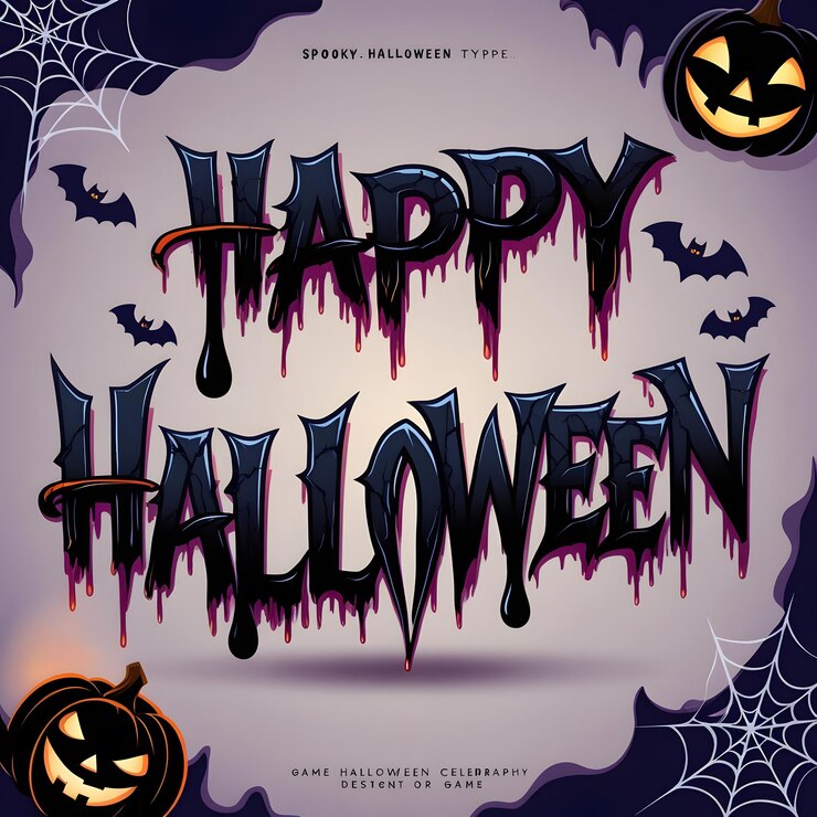 un cartel para el feliz Halloween con un hombre araña en él