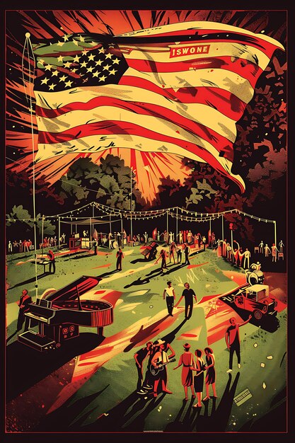 un cartel para un festival llamado la bandera estadounidense