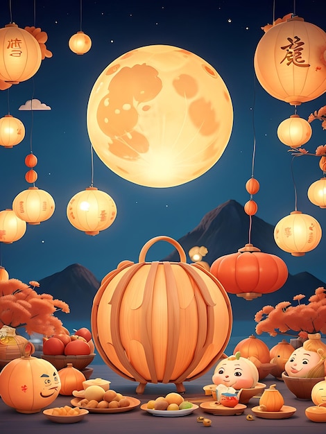 Un cartel para un festival llamado Pumpkins Midautumn festival AI GENERATED