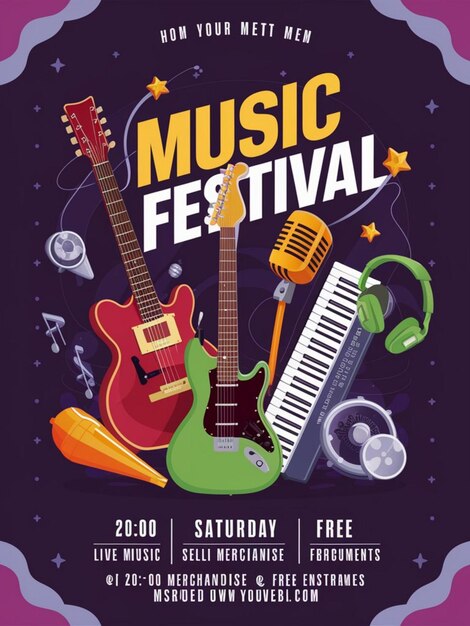 Foto un cartel para un festival de música con música y música