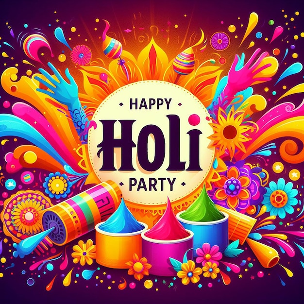 El cartel de la fiesta de Holi feliz